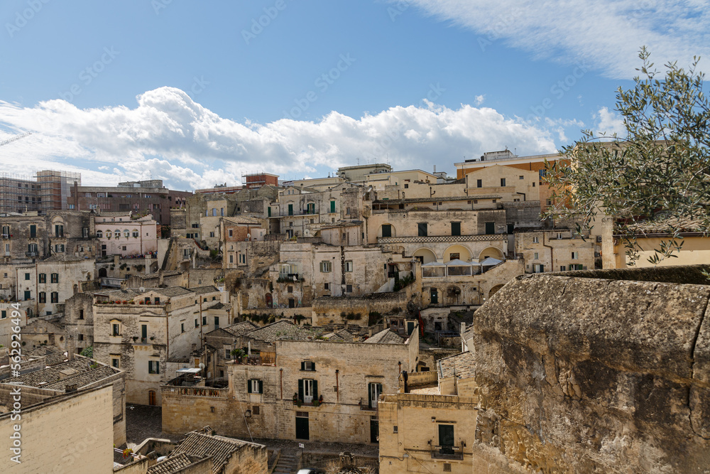 VIew to houses in the old city of  Matera
