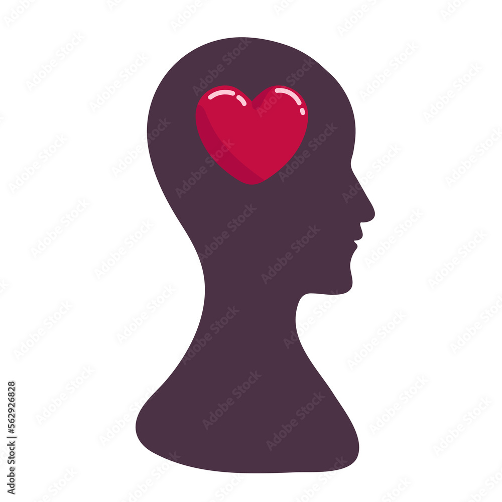 Heart and Brain concept, conflict between emotions and rational thinking, teamwork and balance between soul and intelligence. Vector logo or icon design.