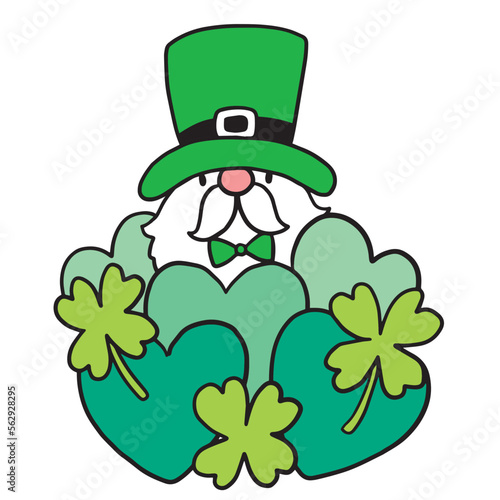Cartoon cute St patrick's day Gnome character vector.