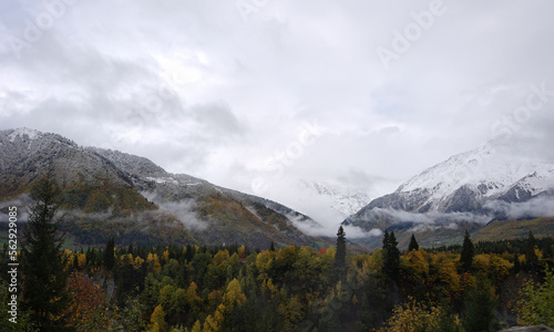 Beautiful autumn mountain landscape of the Caucasus mountain range