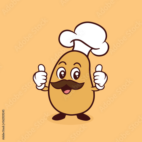 Cute potato chef cartoon character thumbs up vector illustration chef cartoon