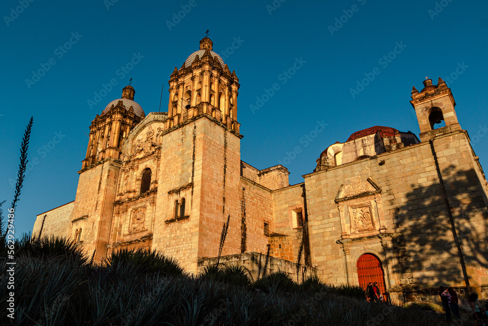 Temple of Santo Domingo de Guzman in downtown Oaxaca on a winter afternoon.
