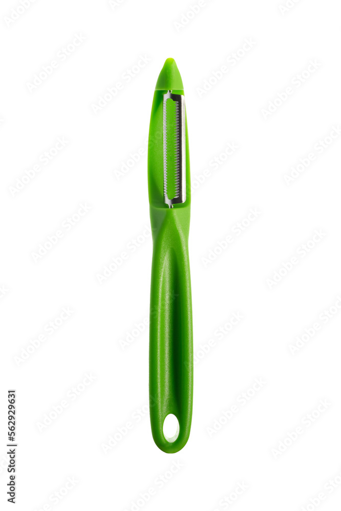 green vegetable peeler with vertical cutting edge, close-up green vegetable peeler with vertical cutting edge, close-up