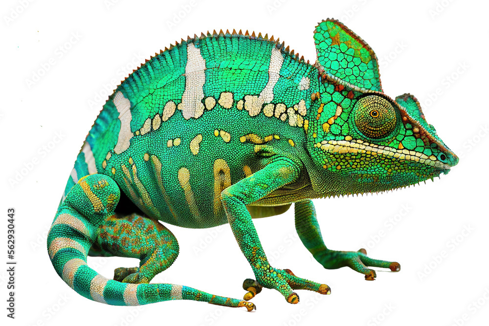 Fototapeta premium Chameleon isolated on white background, generative ai, PNG