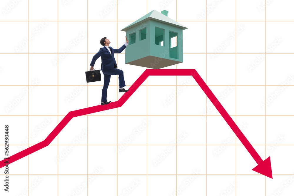 Concept of real estate price bubble bursting Concept of real estate price bubble bursting