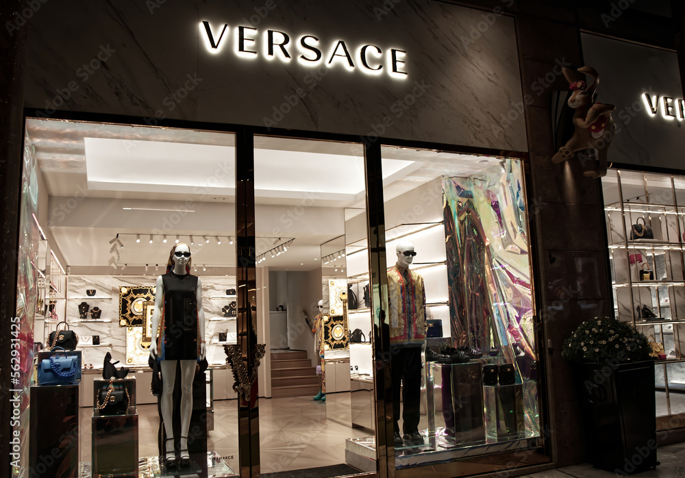 Bologna - Italy - April 16, 2022: Versace store exterior in Galleria  Cavour, famous luxury shopping center in Bologna. Italy Stock Photo | Adobe  Stock