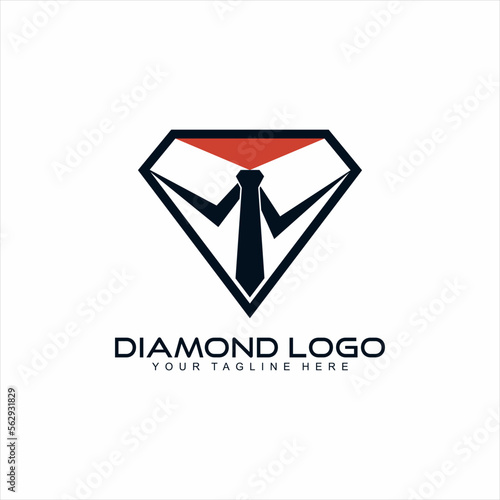 Diamond logo design with executive concept with tie and letter W. Logo can be used for clothing and tailor business.
