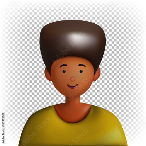 Vector cartoon character. Stylized portrait of a dark-skinned African man. The illustration is isolated on a white background.