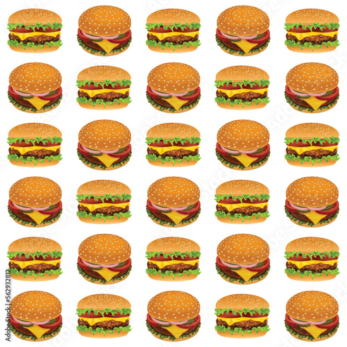 Burger pattern food hamburger burger sandwich bread cheeseburger vector cheese meat beef lunch illustration tomato pizza snack dinner meal fast food