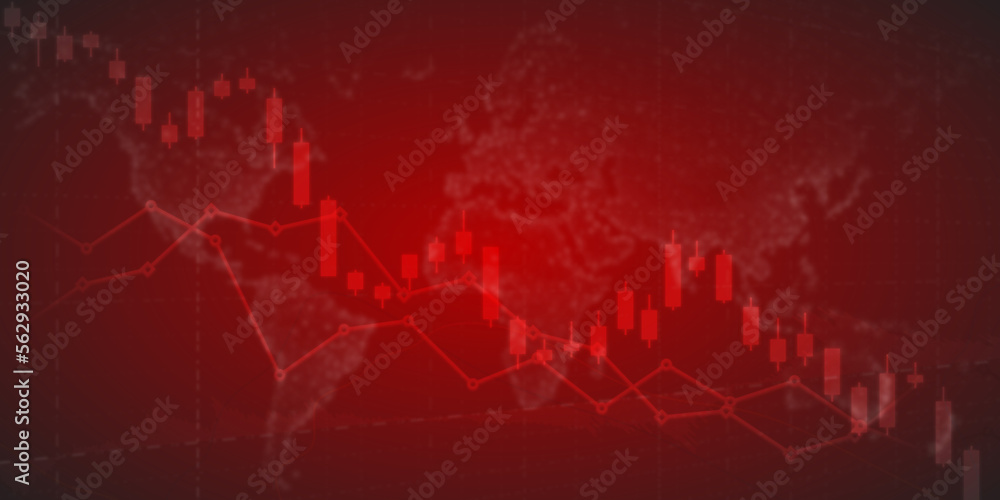 Obraz premium Finance economic stock market down. Global Stock market chart panic sell concept. Extreme bearish stage. Usable for background, banner, cover, and header.
