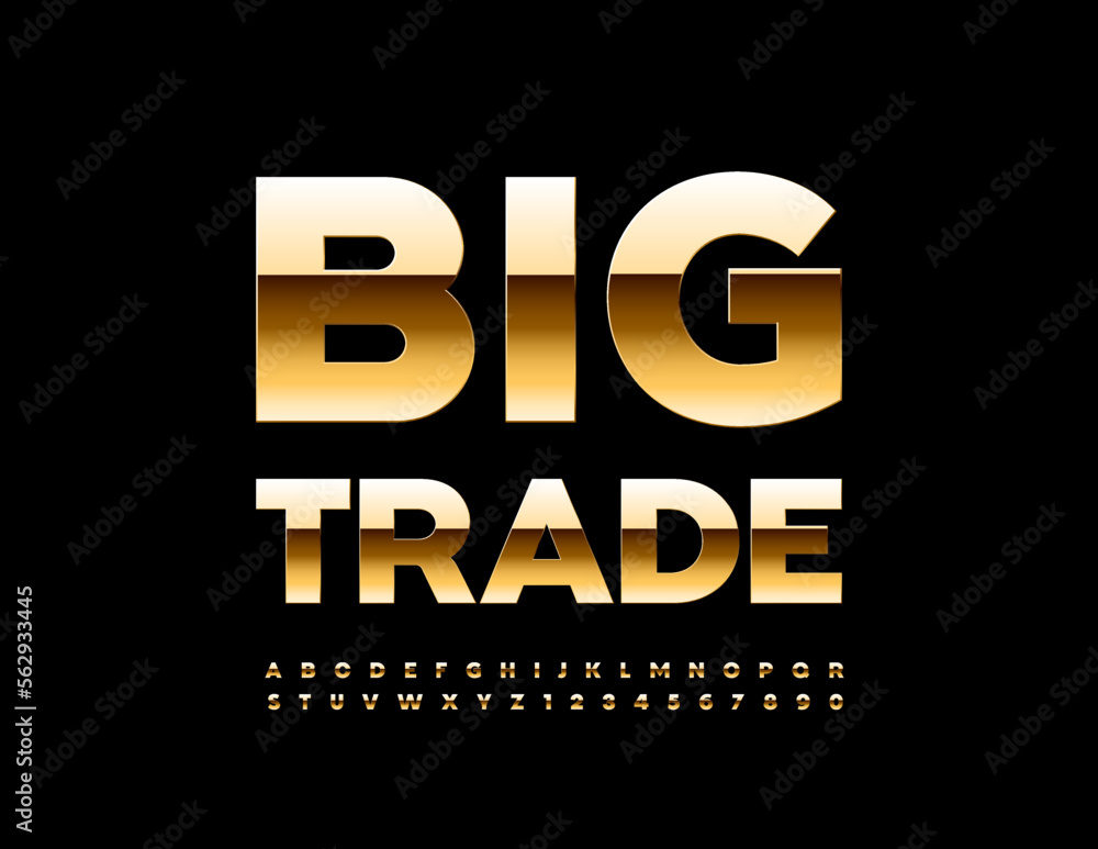 Obraz premium Vector Business Logo Big Trade. Elite Gold Font. Modern Alphabet Letters and Numbers set
