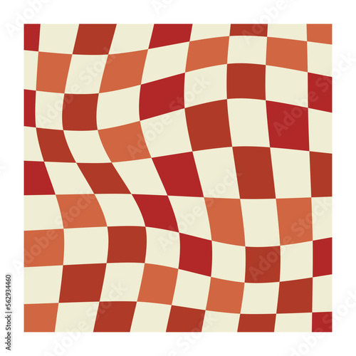 Retro distorted checkered background red and white checkered tablecloth