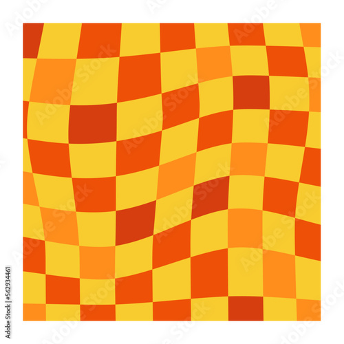 Retro distorted checkered background yellow and orange plaid