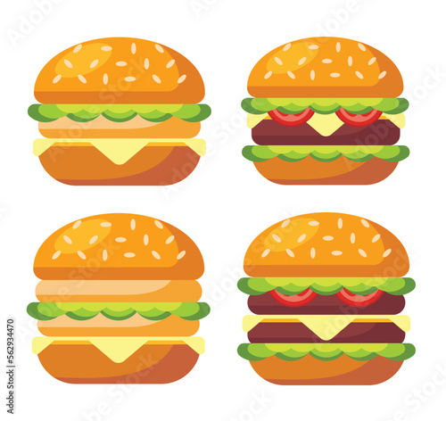 set of hamburger isolated vector illustration