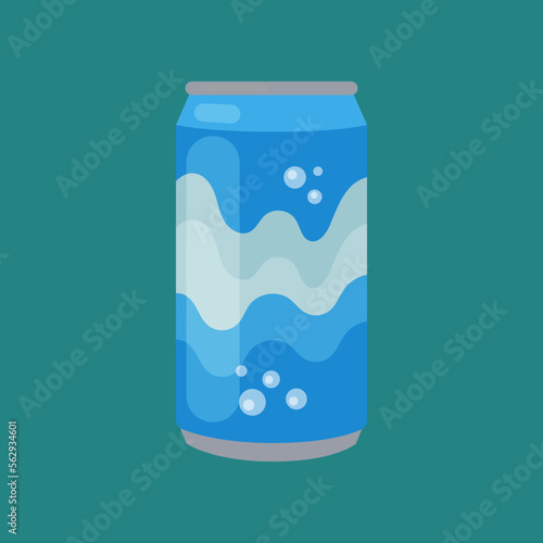 Soft drink in aluminium can. Simple soda, canned drink, tonic on white background cartoon illustration. Liquid, beverage concept
