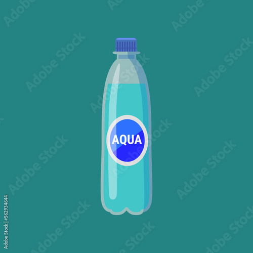 Still water in plastic bottle. Bottled water on white background cartoon illustration. Liquid, beverage concept