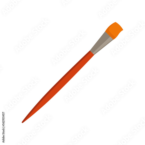 Painting flat brush for artists cartoon illustration. Paintbrush for drawing on white background, painter supply. Art, stationery concept