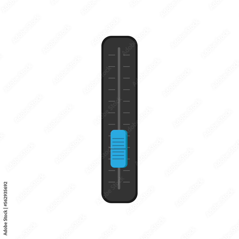 Blue slider on control panel vector illustration. Terminal element, slider on dashboard. Technology, equipment concept Blue slider on control panel vector illustration. Terminal element, slider on dashboard. Technology, equipment concept
