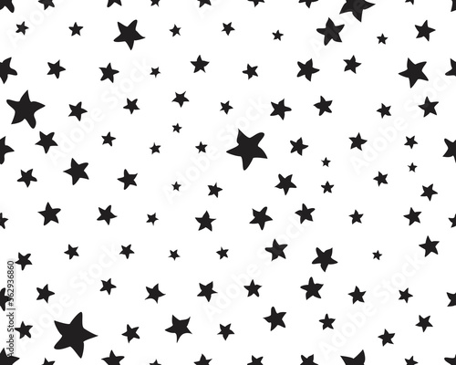 Black stars  random sizes  seamless pattern digital clipart 