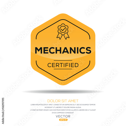 Creative (Mechanics) Certified badge, vector illustration.