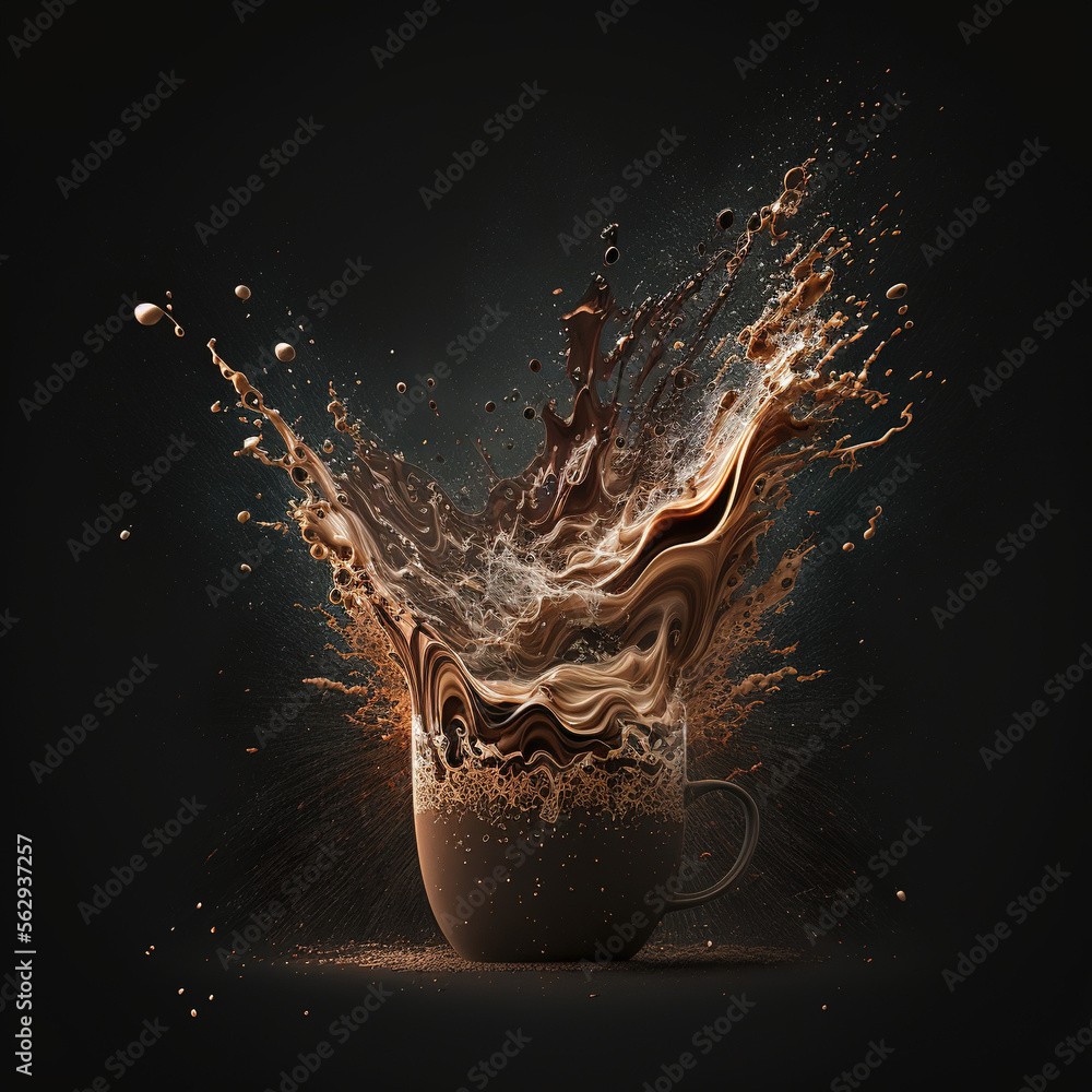 Obraz premium exploding coffee, generative AI 