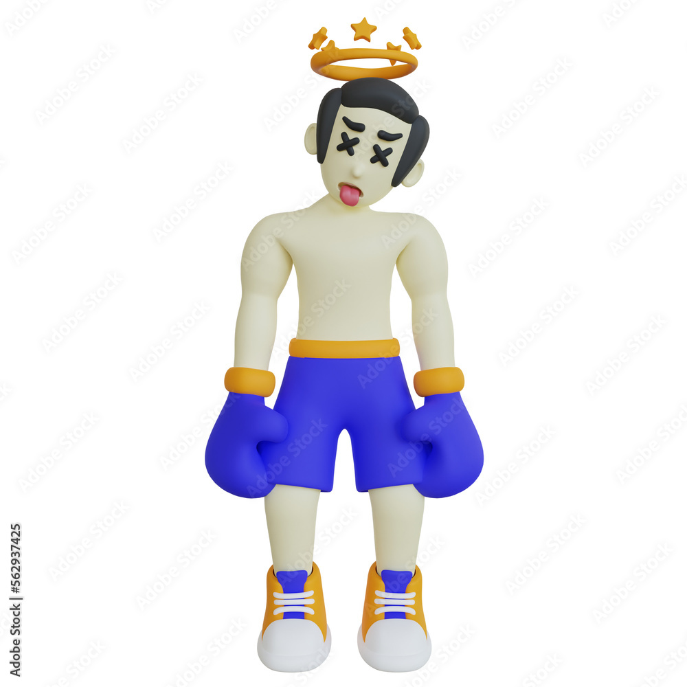 3d Illustration of Knocked Out Boxing Athlete 3d Illustration of Knocked Out Boxing Athlete