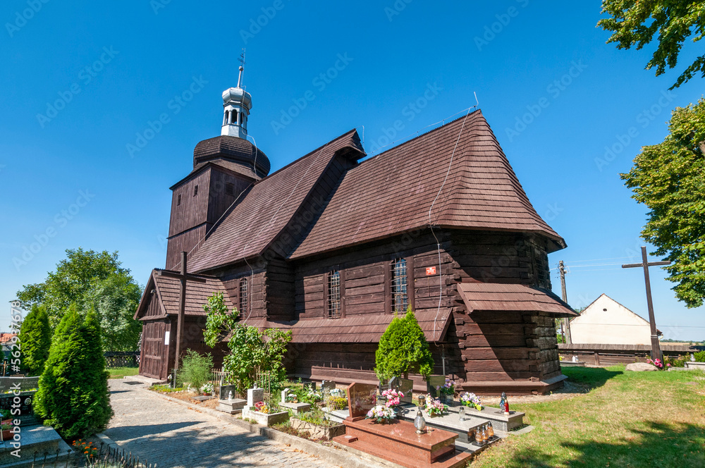 Fototapeta premium Wooden church of St. Michael the Archangel in Michalice, Opole Voivodeship, Poland