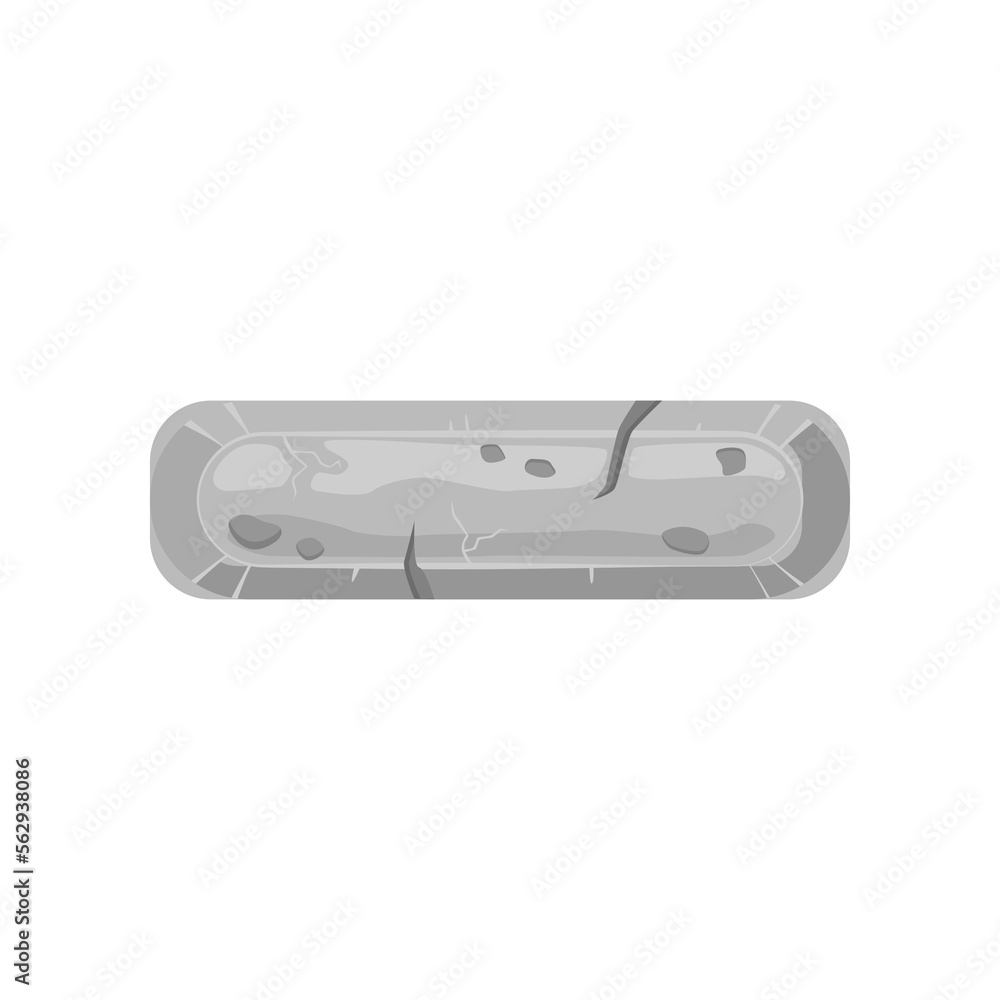Long rectangular stone sign for game design cartoon illustration. Rectangle blank button, panel or board for apps menu on white background. Web design concept Long rectangular stone sign for game design cartoon illustration. Rectangle blank button, panel or board for apps menu on white background. Web design concept