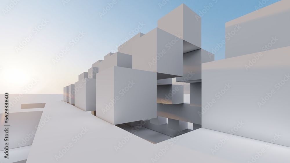 Obraz premium 3d rendering architecture background building geometric shape