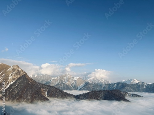 snow covered mountains