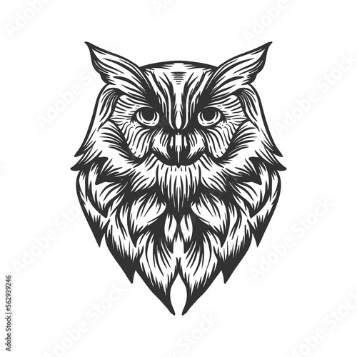 owl head line art illustration