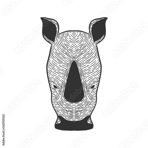 rhino head line art illustration