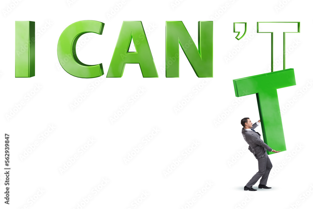 Determination concept with businessman and letters Determination concept with businessman and letters