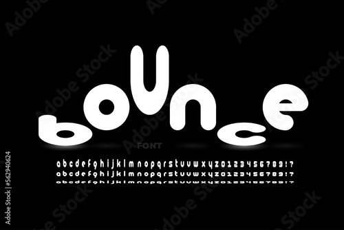 Jumping letters style font design, alphabet letters and numbers vector illustration