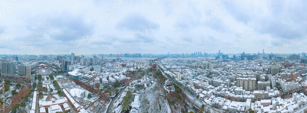 Wuhan Yellow Crane Tower Park Winter Snow Scenery