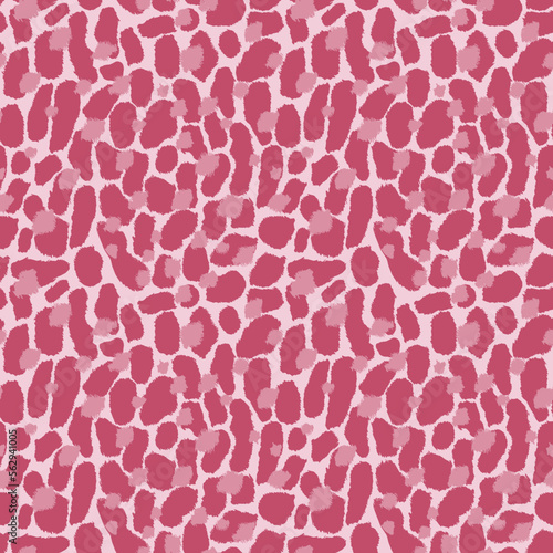 Seamless pattern with animal leopard skin imitation. Design 2023 in trendy colors Viva Magenta.