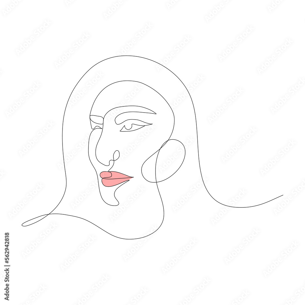 Beautiful girl face. Continuous one line drawing. Modern continuous line art woman portrait. Contemporary portrait. minimalist contour. Fashion concept. Black and white vector illustration Beautiful girl face. Continuous one line drawing. Modern continuous line art woman portrait. Contemporary portrait. minimalist contour. Fashion concept. Black and white vector illustration