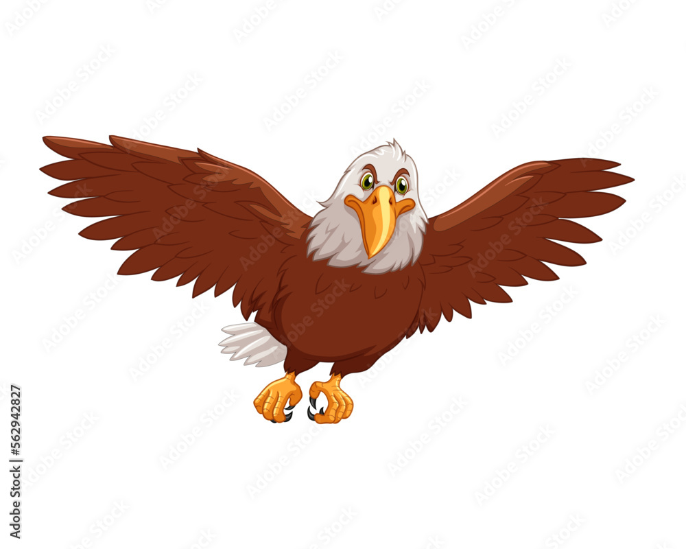 Obraz premium Bald eagle swoop attack hand draw vector illustration
