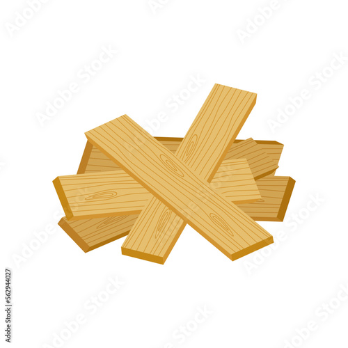 Pile of wooden planks vector illustration. Pile of wooden planks isolated on white background. Construction concept