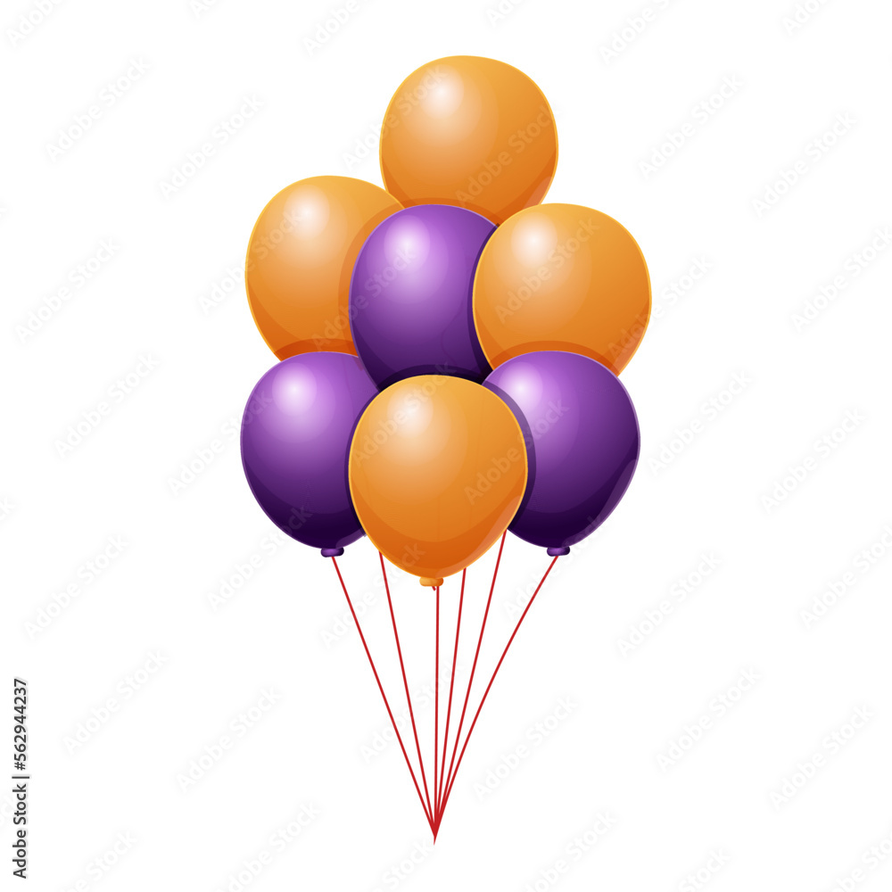 Colorful celebration party group of balloons with bow set in cartoon style isolated on white background. Colorful celebration party group of balloons with bow set in cartoon style isolated on white background.