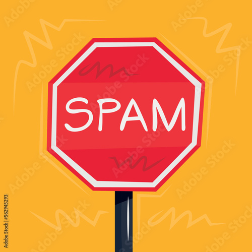 Warning sign (Spam), vector illustration.