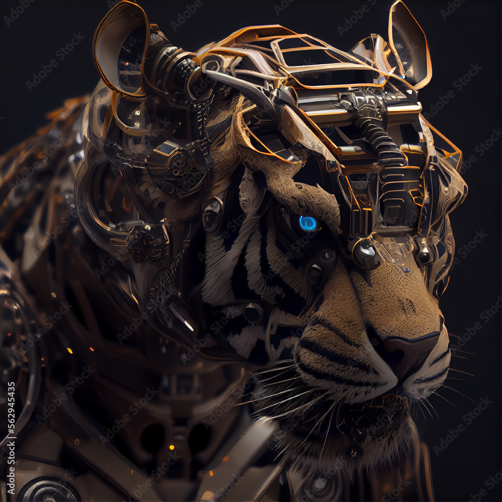 Mechanical Tiger Ai Generative Robotic Tiger Hyper realistic
