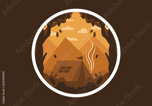 Colorful Flat illustration of outdoor camping