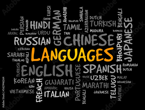 Different Languages of the world, word cloud text concept background