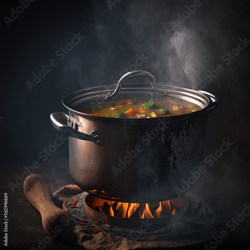 soup cooked on low heat, generative AI 