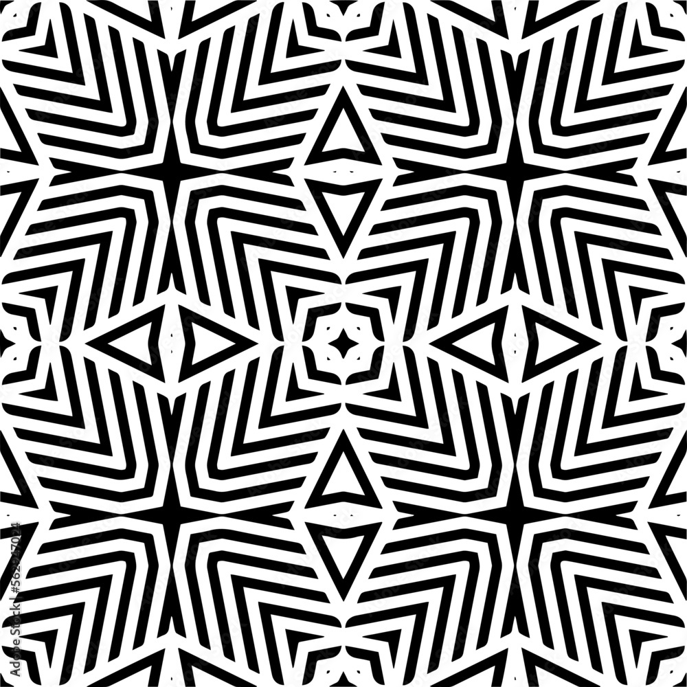 Vector pattern in geometric ornamental style. Black and white color.Seamless pattern.