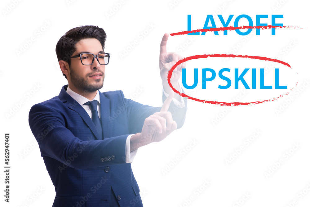 Re-skilling and upskilling in learning concept Re-skilling and upskilling in learning concept