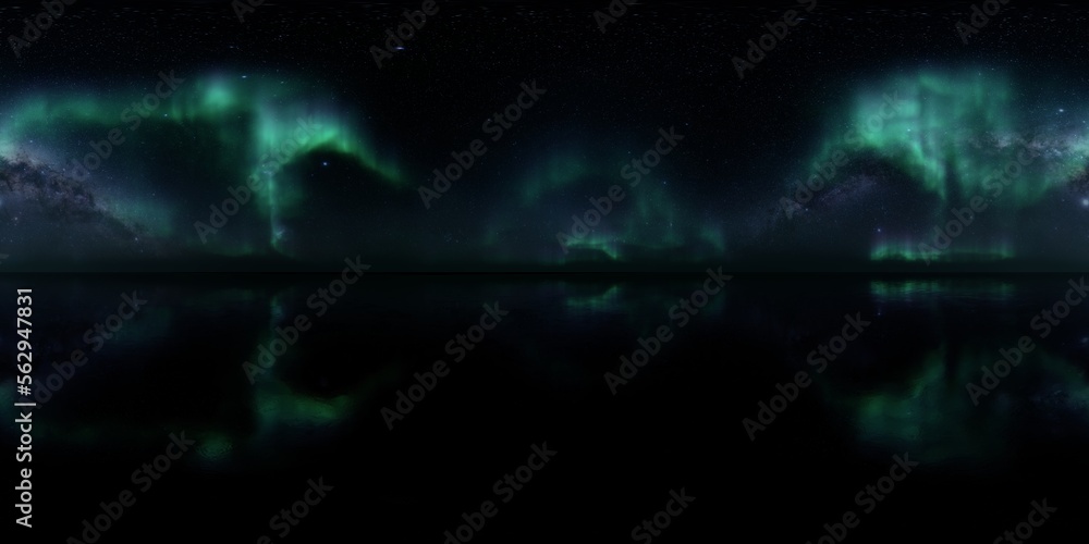 HDRI - Ice terrain with Aurora Borealis on the sky