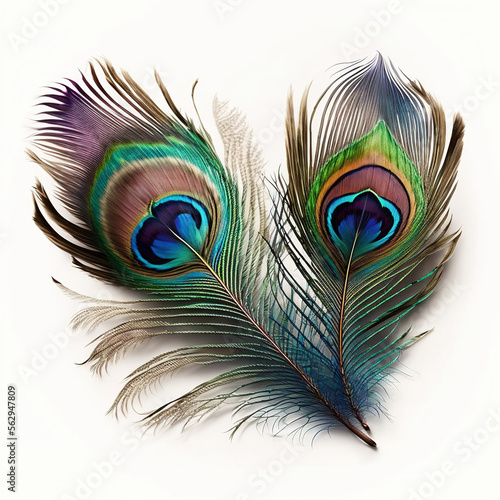 colorful peacock feathers, generative AI 
