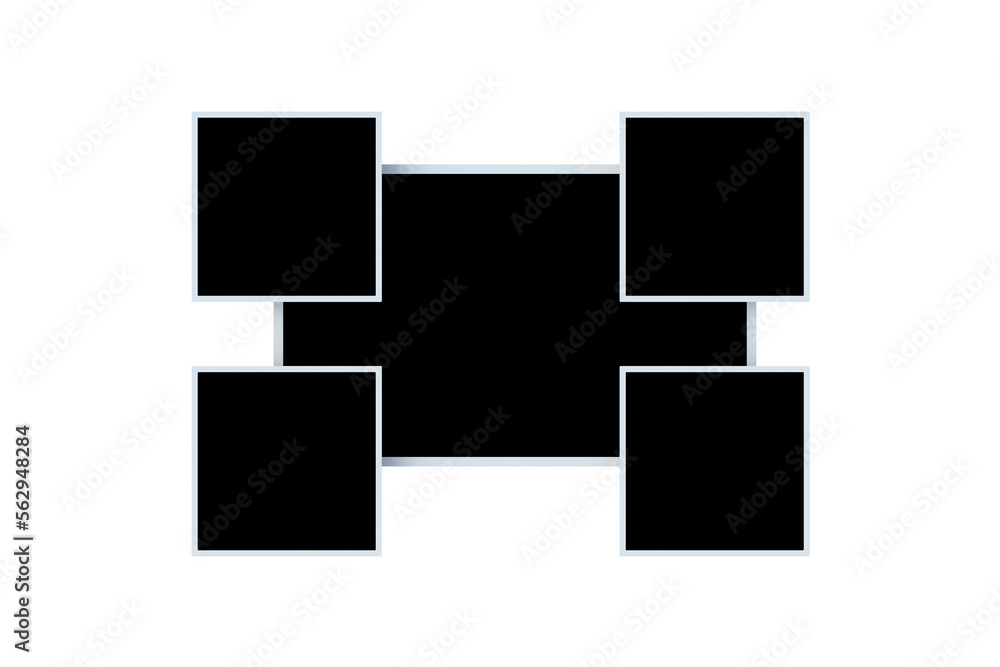 Photos with black blank space isolated on white background background. Template for photography. Memories images. 3d render Photos with black blank space isolated on white background background. Template for photography. Memories images. 3d render